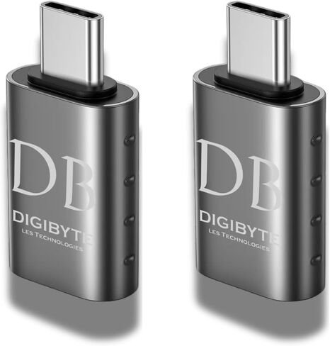 DigiByt USB-C to USB 3.2 Adapter 2-Pack, 10Gbps High-Speed Data Transfer, Premium Zinc Alloy, Compatible with iPhone 15, iPad Pro, MacBook, Thunderbolt 4/3 Devices in Saudi Arabia