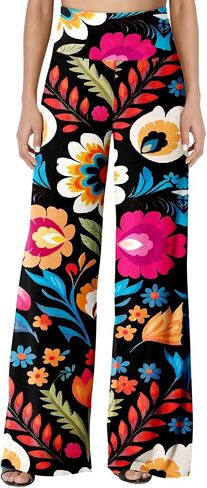 JZC Women's Palazzo Lounge Pants Stretchy Wide Leg Casual Pants Comfy High Waist Flowy Pants S-3XL in Kuwait