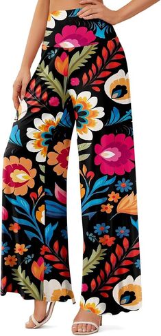 JZC Women's Palazzo Lounge Pants Stretchy Wide Leg Casual Pants Comfy High Waist Flowy Pants S-3XL in Kuwait