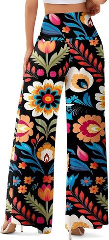JZC Women's Palazzo Lounge Pants Stretchy Wide Leg Casual Pants Comfy High Waist Flowy Pants S-3XL in Kuwait