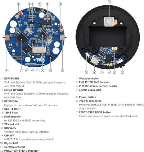 Waveshare ESP32-S3 1.8 بوصة لوحة تطوير مقبض ، شاشة مقبض متعددة الوظائف ، اللمس السعوي ، Wi-Fi 2.4 جيجا هرتز وتوصيل Bluetooth اللاسلكي ، لا BAT in Saudi Arabia