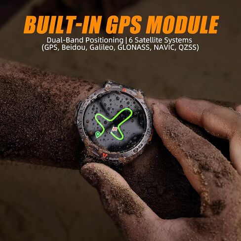 الساعات الذكية العسكرية للرجال GPS المدمج مع Compass LED Flashlight ، ساعة ذكية تكتيكية مقاومة للماء 3ATM مع نص ومكالمات ، 1.45 "HD Tracker مع HR SPO2 Monitor for iPhone Android in Saudi Arabia