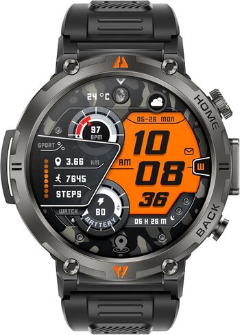 الساعات الذكية العسكرية للرجال GPS المدمج مع Compass LED Flashlight ، ساعة ذكية تكتيكية مقاومة للماء 3ATM مع نص ومكالمات ، 1.45 "HD Tracker مع HR SPO2 Monitor for iPhone Android in Saudi Arabia