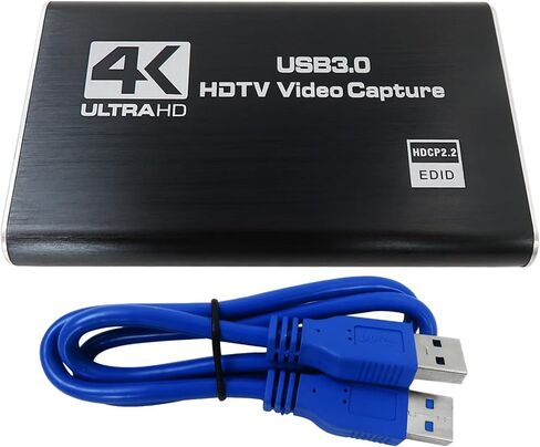 4K Audio Video Capture Card with USB 3.0 Cable, HDMI Loop-Out 1080P 60FPS Support Fit for Live Broadcasts/Conference Rooms/Video Recording - Fit for Xbox One, Fit for Xbox 360 in Saudi Arabia