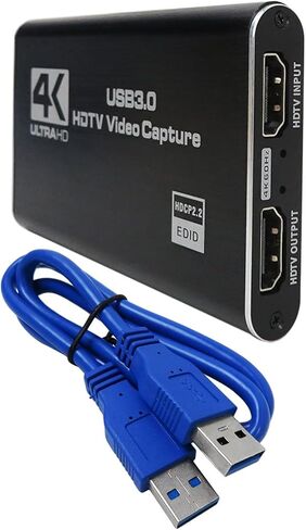 4K Audio Video Capture Card with USB 3.0 Cable, HDMI Loop-Out 1080P 60FPS Support Fit for Live Broadcasts/Conference Rooms/Video Recording - Fit for Xbox One, Fit for Xbox 360 in Saudi Arabia
