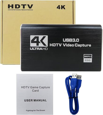 4K Audio Video Capture Card with USB 3.0 Cable, HDMI Loop-Out 1080P 60FPS Support Fit for Live Broadcasts/Conference Rooms/Video Recording - Fit for PS4, Fit for Nintendo Switch in Saudi Arabia