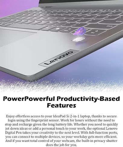 Lenovo Ideapad 5i Touchscreen Laptop - 2 in 1 Laptop with Digital Pen, Windows 11 Pro, Intel 10-Core 7 150U, 1920 x 1200 Display, Fingerprint, Backlit KB (16GB RAM, 1TB SSD) in Saudi Arabia