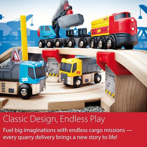 Brio World 33210 - Rail & Road Loading Set - 32 Piece Wooden Toy Train Set for Kids Age 3 and Up in Saudi Arabia