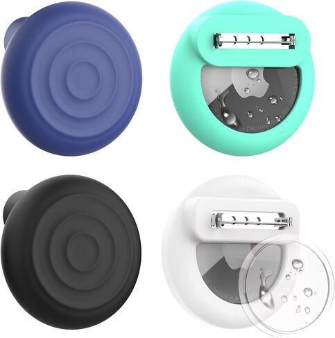 Compatible with Airtag – 4 Pack Secure Metal Clip Case with Lock, Splash-Proof Cover & Soft Silicone Design | Multi-Color Set for Kids, Seniors, Pets in Saudi Arabia