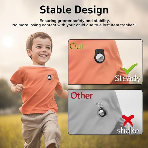[1 Pack] Safety Case for Air Tags, Hidden for Airtag Holder for Kids with Clip Invisible Pin, GPS Tracker Case, Anti Lost, for Children, Elderly, Backpack, Luggage, Clothing, Black in Saudi Arabia