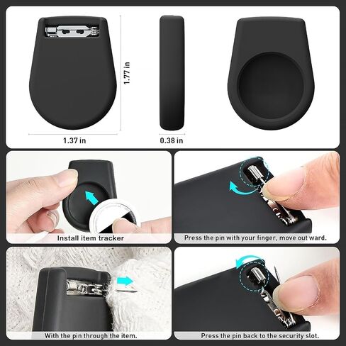 [1 Pack] Safety Case for Air Tags, Hidden for Airtag Holder for Kids with Clip Invisible Pin, GPS Tracker Case, Anti Lost, for Children, Elderly, Backpack, Luggage, Clothing, Black in Saudi Arabia