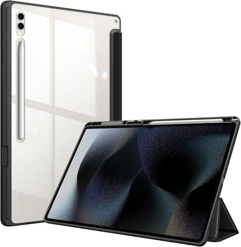 حافظة Fintie Hybrid رفيعة لهاتف Samsung Galaxy Tab S9 Ultra 2023/S8 Ultra 2022 14.6 بوصة (موديل SM-X910/X916B/X918U/X900/X906)، غطاء مقاوم للصدمات مع غطاء خلفي شفاف شفاف، رخام غائم in Kuwait