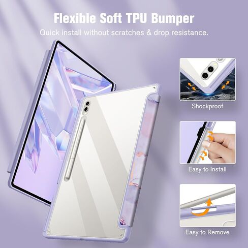 Fintie Hybrid Slim Case for Samsung Galaxy Tab S9 Ultra 2023/S8 Ultra 2022 14.6 Inch (Model SM-X910/X916B/X918U/X900/X906), Shockproof Cover with Clear Transparent Back Shell, Cloudy Marble in Saudi Arabia