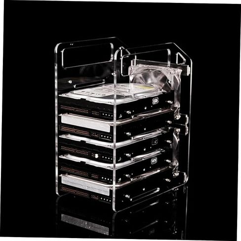 Happyyami Transparent Hard Drive Storage Rack with Hollow Design for Heat Dissipation Mechanical Hard Disk Tray Organizer Accessories in Saudi Arabia