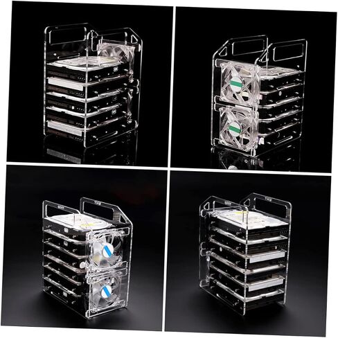 Happyyami Transparent Hard Drive Storage Rack with Hollow Design for Heat Dissipation Mechanical Hard Disk Tray Organizer Accessories in Saudi Arabia