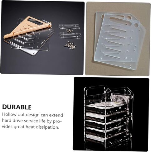 Happyyami Transparent Hard Drive Storage Rack with Hollow Design for Heat Dissipation Mechanical Hard Disk Tray Organizer Accessories in Saudi Arabia