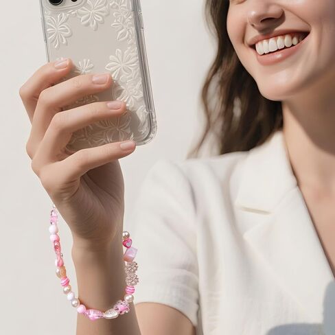 Phone Charms Strap Pink Cute, Strawberry Lanyard Jewelry Phone Accessories in Saudi Arabia