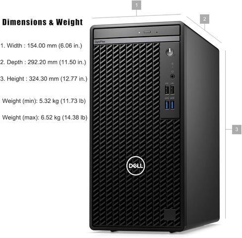 Dell Optiplex 7010 كمبيوتر سطح المكتب ، 7000 Tower Dekstop PC ، Intel Hexa-Core I5-12500 (Beat I7-11700) ، 32GB DDR4 RAM ، 1TB PCIE SSD ، DVDRW ، USB WIFI ADAPTER ، RJ-45 ، HDMI ، Windows 11 Pro ( in Saudi Arabia