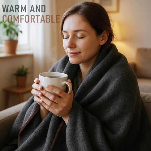 Military Wool Blanket: Warm, Thick & Washable - Perfect for Outdoors, Camping, Stadium, Picnics, Travel, Car & Bushcraft Survival Kits - Large 59" x 79" (3.1 lbs), Dark Grey in Saudi Arabia