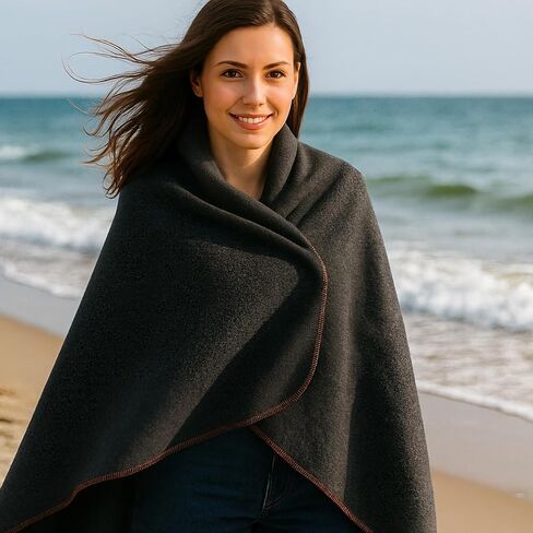 Military Wool Blanket: Warm, Thick & Washable - Perfect for Outdoors, Camping, Stadium, Picnics, Travel, Car & Bushcraft Survival Kits - Large 59" x 79" (3.1 lbs), Dark Grey in Saudi Arabia