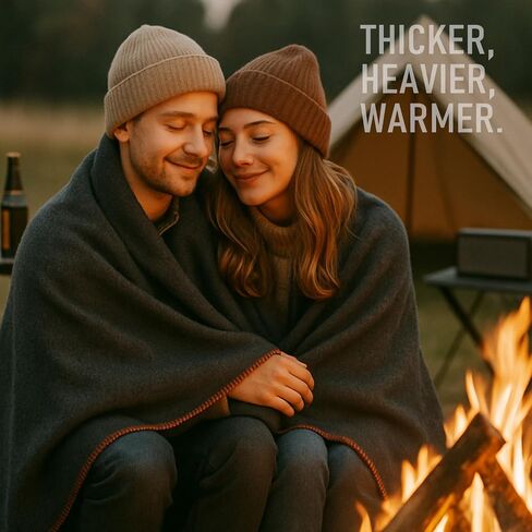 Military Wool Blanket: Warm, Thick & Washable - Perfect for Outdoors, Camping, Stadium, Picnics, Travel, Car & Bushcraft Survival Kits - Large 59" x 79" (3.1 lbs), Dark Grey in Saudi Arabia