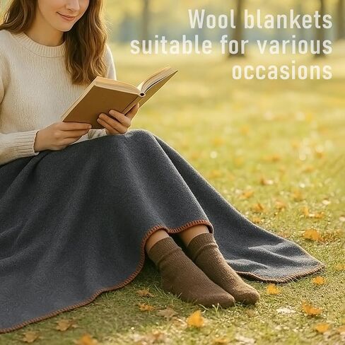 Military Wool Blanket: Warm, Thick & Washable - Perfect for Outdoors, Camping, Stadium, Picnics, Travel, Car & Bushcraft Survival Kits - Large 59" x 79" (3.1 lbs), Dark Grey in Saudi Arabia