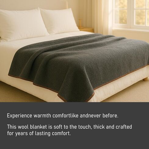 Military Wool Blanket: Warm, Thick & Washable - Perfect for Outdoors, Camping, Stadium, Picnics, Travel, Car & Bushcraft Survival Kits - Large 59" x 79" (3.1 lbs), Dark Grey in Saudi Arabia