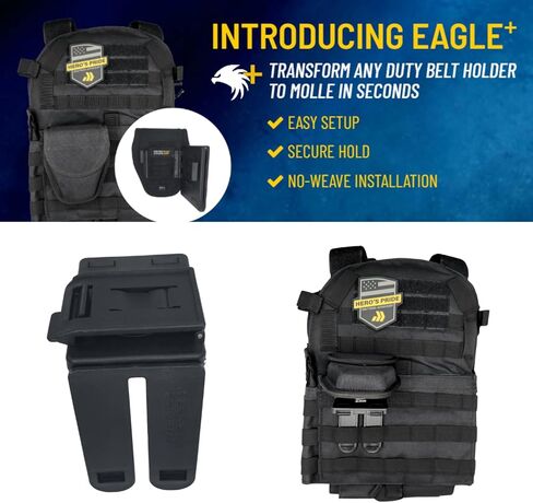 Adapter Pride’s Pride Eagle Molle-حلقة الحزام العالمي لتحويل Molle-يناسب 2.25 "معدات النايلون والباليستية-تصميم خالٍ من الأدوات من قطعة واحدة-TAA متوافق-تكتيكي ودورية الاستخدام in Saudi Arabia