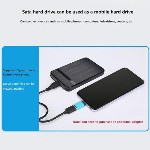 النوع C 2.5 بوصة SATA Mobile HDD Case مع كابل USB ، USB 3.0/2.0 إلى SATA حاوية محرك الأقراص الثابت in Kuwait