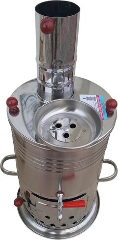 Semaver - Turkish Tea Maker Kettle with single taps -Silver color-chrome & tea makerFree Energy Water Heater Camping Hiking Hunting BBQ Semavor by TURK-SELL in Saudi Arabia