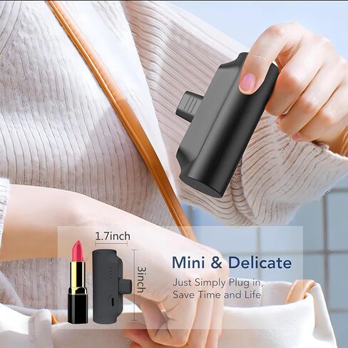 Mini Portable Charger ، 5000mAh Fast Charging USB C Power Bank ، حزمة البطارية الصغيرة متوافقة مع سلسلة iPhone 16/15 ، Samsung Galaxy S25 ، S24 ، S23 ، Note 20 ، Pixel ، Android ETC (Type-C فقط) in Saudi Arabia