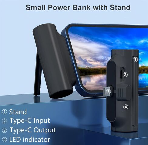 Mini Portable Charger ، 5000mAh Fast Charging USB C Power Bank ، حزمة البطارية الصغيرة متوافقة مع سلسلة iPhone 16/15 ، Samsung Galaxy S25 ، S24 ، S23 ، Note 20 ، Pixel ، Android ETC (Type-C فقط) in Saudi Arabia