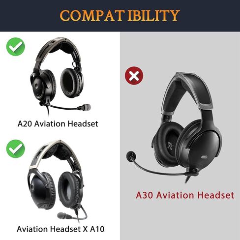SOULWIT Cooling Gel Replacement Ear Pads for Bose Aviation X A10/A20 Headset, EarPads Cushions with High-Density Noise Isolation Foam - Black in Saudi Arabia
