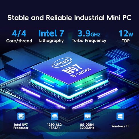 4*RJ45 Network Ports Industrial mini PC,Fanless mini pc Alder Lake-N97 Quad-core 8GB+128GB, 1*HDMI, 2*USB3.2, 2*USB2.0, 2*COM RS232/RS485,Windows 11 Pro Linux in Saudi Arabia
