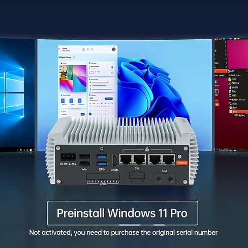 4*RJ45 Network Ports Industrial mini PC,Fanless mini pc Alder Lake-N97 Quad-core 8GB+128GB, 1*HDMI, 2*USB3.2, 2*USB2.0, 2*COM RS232/RS485,Windows 11 Pro Linux in Saudi Arabia
