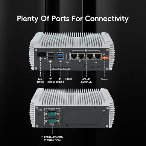 4*RJ45 Network Ports Industrial mini PC,Fanless mini pc Alder Lake-N97 Quad-core 8GB+128GB, 1*HDMI, 2*USB3.2, 2*USB2.0, 2*COM RS232/RS485,Windows 11 Pro Linux in Saudi Arabia