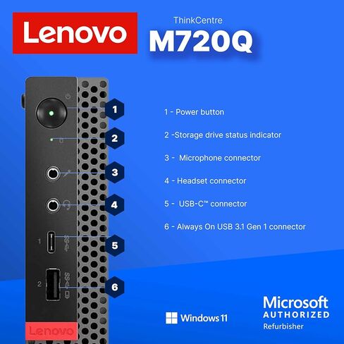 Lenovo M720Q ThinkCentre Mini PC | Windows 11 Pro | Intel I5-8400T | 32GB RAM + 1TB NVME | لوحة المفاتيح + الماوس | 5g wifi + bt | كمبيوتر سطح المكتب الصغير أو المكتب (متجدد) in Saudi Arabia