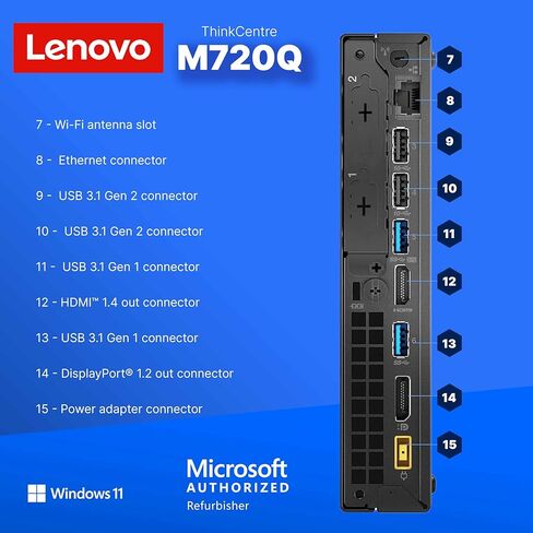 Lenovo M720Q ThinkCentre Mini PC | Windows 11 Pro | Intel I5-8400T | 32GB RAM + 1TB NVME | لوحة المفاتيح + الماوس | 5g wifi + bt | كمبيوتر سطح المكتب الصغير أو المكتب (متجدد) in Saudi Arabia