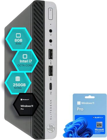 HP Elitedesk 800 G5 Mini PC | Intel Core i7 | 32 جيجابايت ذاكرة الوصول العشوائي | 1 تيرابايت NVME | Windows 11 Pro | wifi | BT (متجدد) in Saudi Arabia