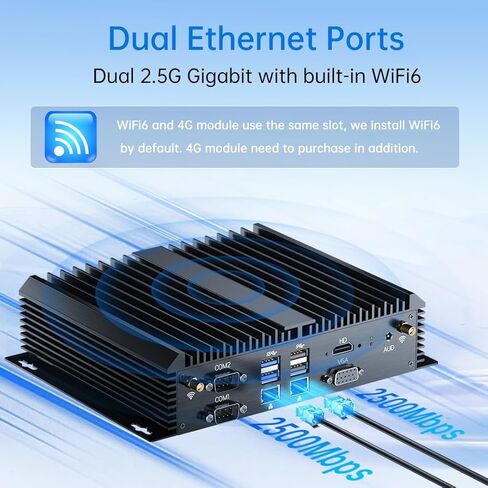 MSECORE Industrial PC ، كمبيوتر صغير بدون مروحة مع CORE I7-8550U ، 32G RAM 1T SSD ، DUAL 2.5G LAN ، 6*COM RS232 ، دعم Wake on LAN/AUTO ON ، WI-FI 6 ، 1*HDMI 1*VGA ، Windows 11 PRO PRO in Kuwait