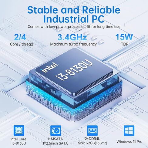 MSECORE Industrial PC ، كمبيوتر صغير بدون مروحة مع CORE I7-8550U ، 32G RAM 1T SSD ، DUAL 2.5G LAN ، 6*COM RS232 ، دعم Wake on LAN/AUTO ON ، WI-FI 6 ، 1*HDMI 1*VGA ، Windows 11 PRO PRO in Kuwait