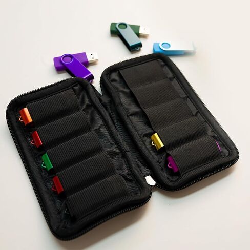 حقيبة محرك USB مع 10 فتحات - منظم محرك أقراص فلاش محمول وحقيبة تخزين للمكتب والسفر والمنزل - حالة حمل مضغوطة ودائمة لمحركات الإبهام وعصي الذاكرة in Saudi Arabia