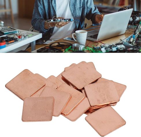 Deatink Copper Pad Shim ، 100pcs Pure Plate Plate Plate Pad Thermal pad for التبريد وحدة المعالجة المركزية لوحدة المعالجة المركزية للمعالجة المركزية ، المكونات الميكانيكية (20 * 20 * 1.0 مم) in Saudi Arabia