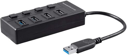 موزع سفر مونوبرايس ميني 4 منافذ USB 3.0 - سرعة تصل إلى 5.0 جيجابت في الثانية، التوصيل والتشغيل، أسود in Saudi Arabia