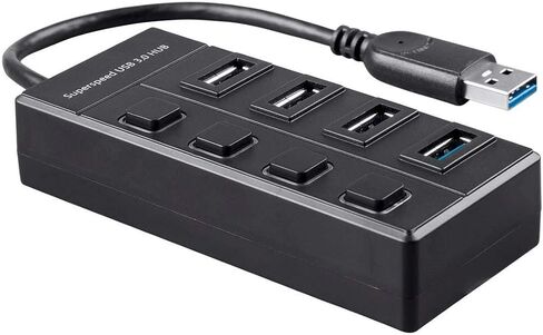 موزع سفر مونوبرايس ميني 4 منافذ USB 3.0 - سرعة تصل إلى 5.0 جيجابت في الثانية، التوصيل والتشغيل، أسود in Saudi Arabia