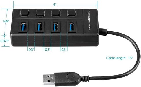 موزع سفر مونوبرايس ميني 4 منافذ USB 3.0 - سرعة تصل إلى 5.0 جيجابت في الثانية، التوصيل والتشغيل، أسود in Saudi Arabia