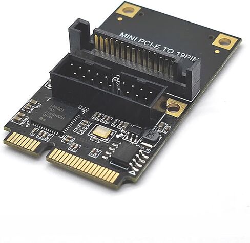 Mini PCI-E to USB 3.2 Gen1 19-Pin Dual-Port Expansion Card 5Gbps Adapter Support Half-Height Bracket, Compatible with Windows/Linux (Small 4-Pin Power Port) in Saudi Arabia