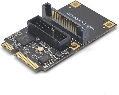 Mini PCI-E to USB 3.2 Gen1 19-Pin Dual-Port Expansion Card 5Gbps Adapter Support Half-Height Bracket, Compatible with Windows/Linux (Small 4-Pin Power Port) in Saudi Arabia