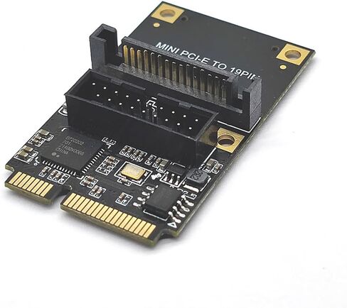 Mini PCI-E to USB 3.2 Gen1 19-Pin Dual-Port Expansion Card 5Gbps Adapter Support Half-Height Bracket, Compatible with Windows/Linux (Small 4-Pin Power Port) in Saudi Arabia