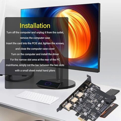 Yoidesu 5 Ports USB 3.2 Gen 1 PCI Express Card ، SuperSpeed ​​5GBPS PCIe to USB 3.2 CARD in Kuwait